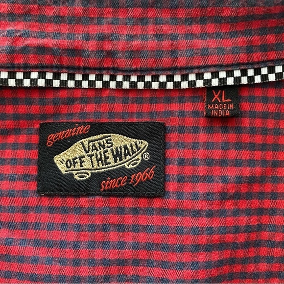 VANS Skate Checkered Red & Blue Collared Shirt Men XL - Picture 5 of 6